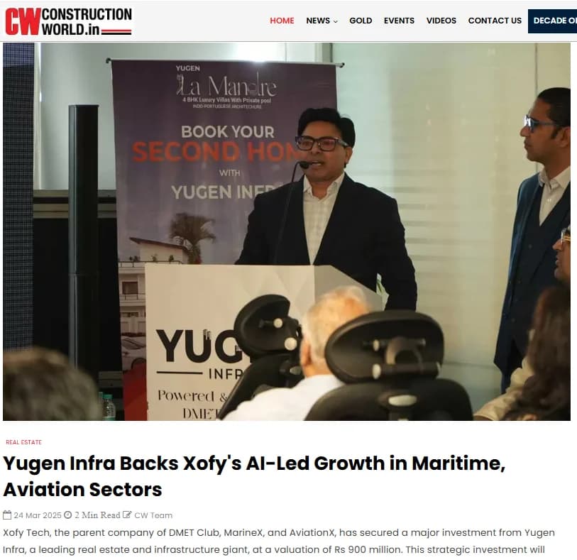 Yugen Infra Backs Xofy’s AI-Led Growth in Maritime & Aviation